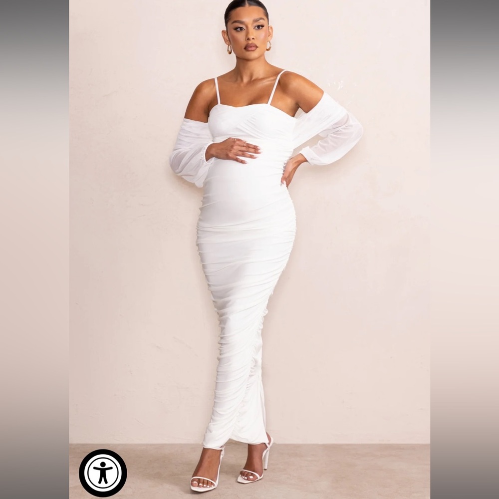 Clubllondon Announcement white maternity dress